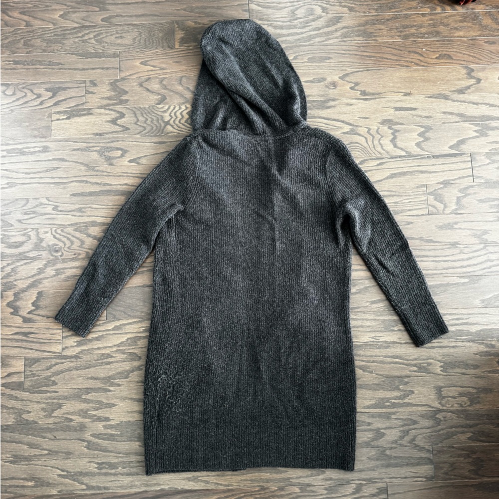 GAP Charcoal Long Hooded Cardigan Sweater - Sz XS - Picture 2 of 9